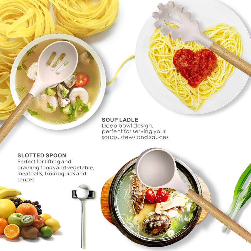 14 Piece Silicone Cooking Utensils Kitchen Utensil Set
