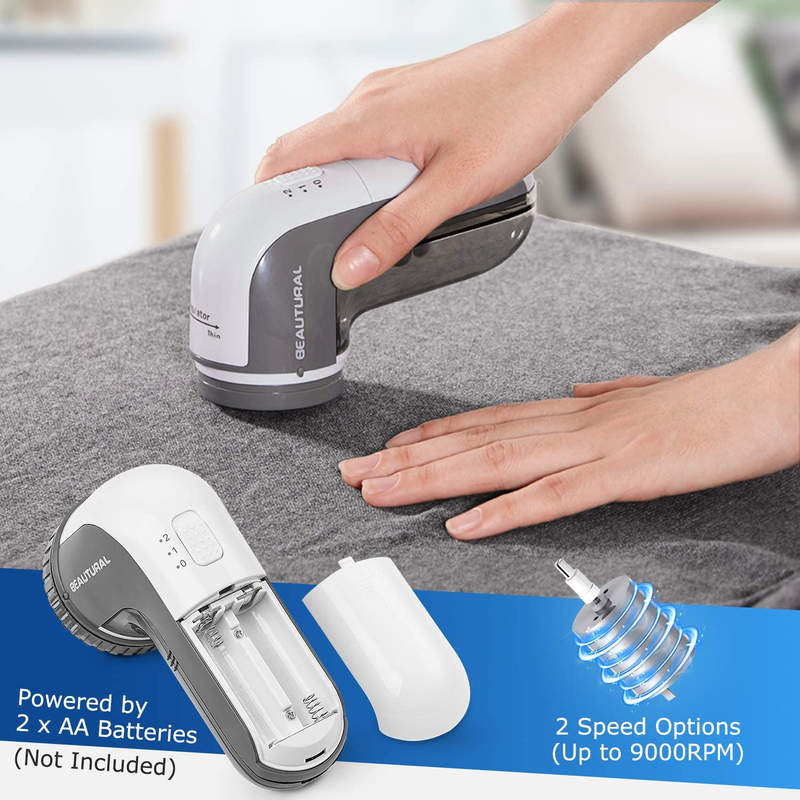 Fabric Shaver and Lint Remove with 2-Speeds and 2 Replaceable Stainless Steel Blades