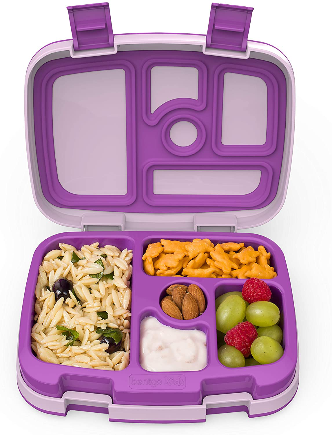Bentgo Kids Children’s Lunch Box - Leak-Proof, 5-Compartment Bento-Style Kids Lunch Box - Ideal Portion Sizes for Ages 3 to 7 - BPA-Free, Dishwasher Safe, Food-Safe Materials (Purple)
