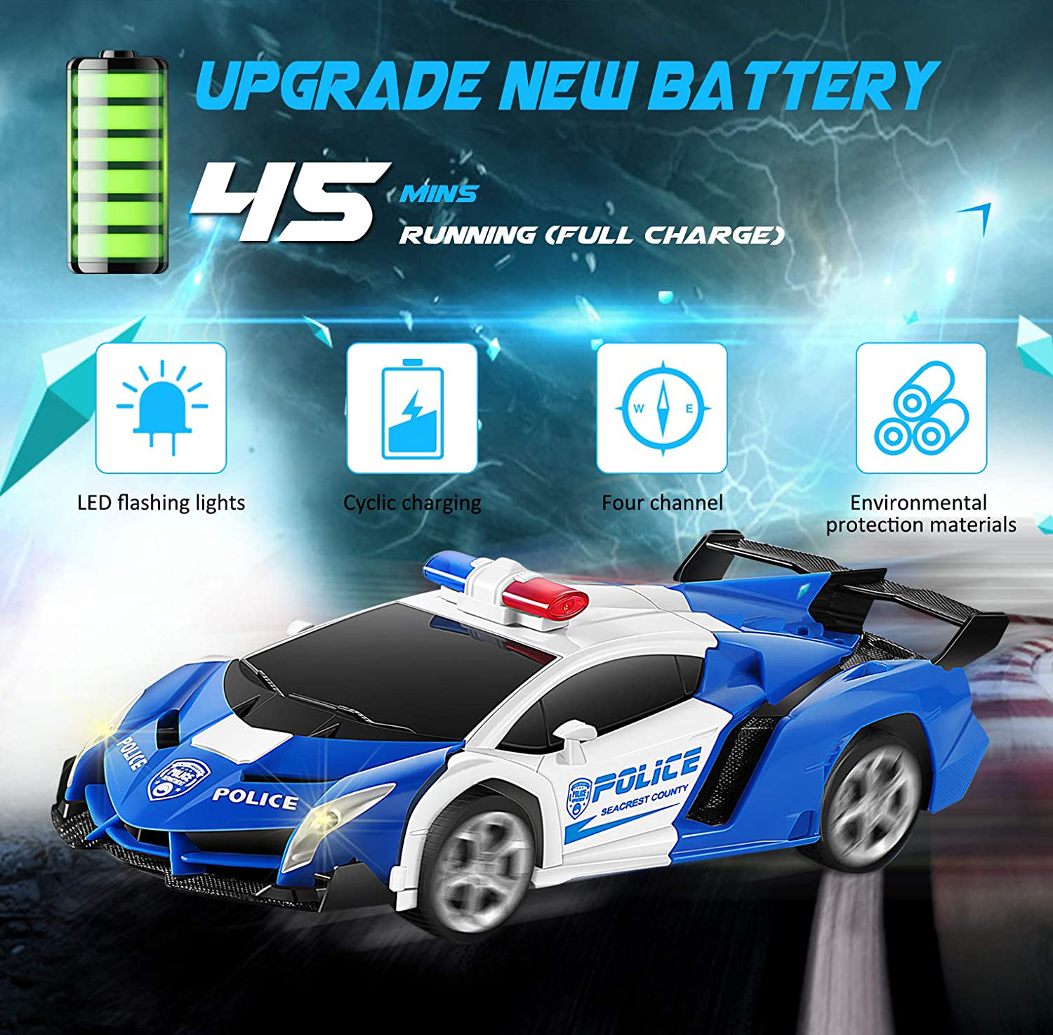 FIGROL Transform RC Car Robot, Remote Control Car Independent 2.4G Robot Deformation Car Toy with One Button Transformation & 360 Speed Drifting 1:18 Scale