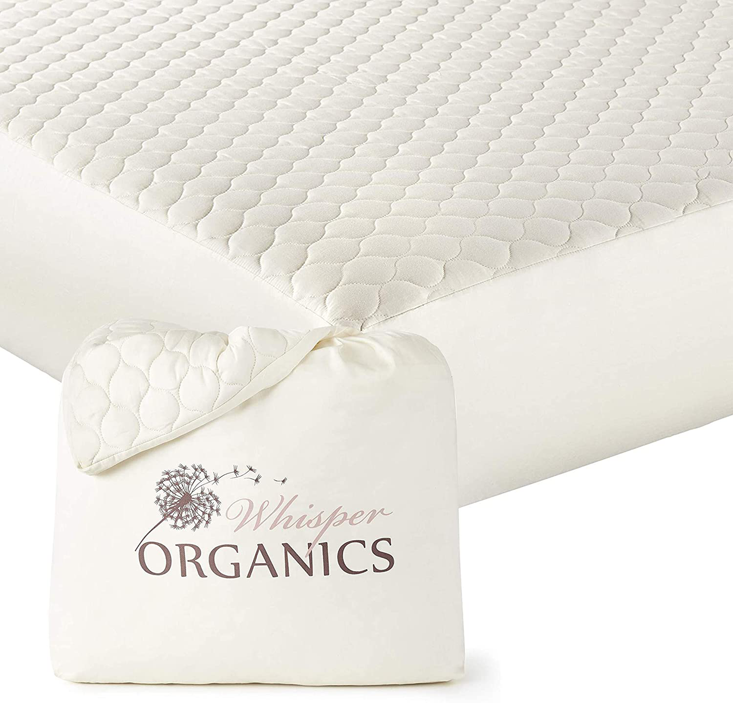 Whisper Organics 100% Organic Cotton Quilted Mattress Cover, 17" Deep - GOTS Certified (Twin)