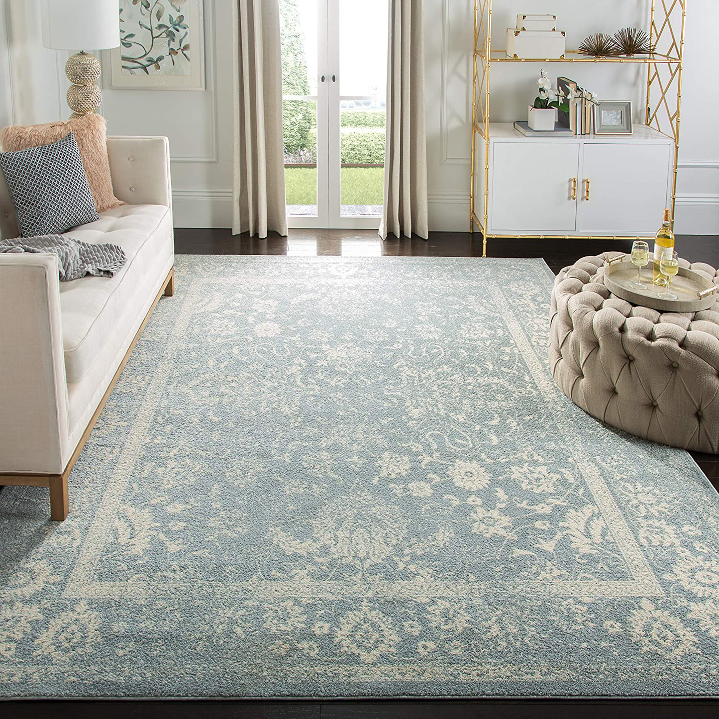 Safavieh Adirondack Collection ADR109T Oriental Distressed Non-Shedding Living Room Bedroom Accent Area Rug, 4' x 6', Slate / Ivory