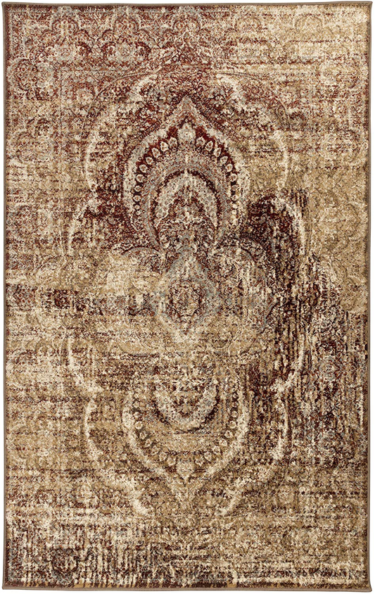 SUPERIOR Eddard Indoor Area Rug, Super Soft, Durable, Elegant, Vintage, Moroccan Pattern, Jute Backing, Blue Beige, 2' x 3' Runner
