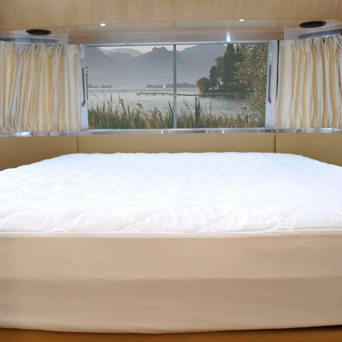 AB Lifestyles RV Short Queen 60x75 Quilted Mattress Pad Cover. Fitted Sheet Style. for RV, Camper. Made in The USA