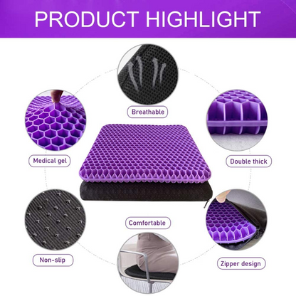 Gel Seat Cushion - Enhanced Double Non-Slip Seat Cushion for Tailbone Pain Relief