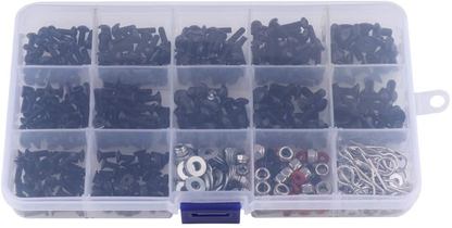 Hobbypark 500pcs Universal RC Screw Kit Screws Assortment Set, Hardware Fasteners for Traxxas Axial Redcat HPI Arrma Losi 1/8 1/10 1/12 1/16 Scale RC Cars Trucks Crawler