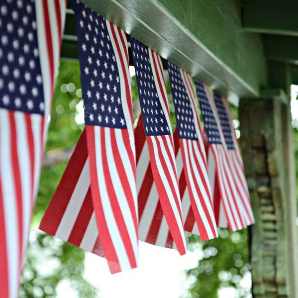 USA American String Pennant Banners, Patriotic Events 4th of July Independence Day Decoration Sports Bars - 33 Feet 38 Flags