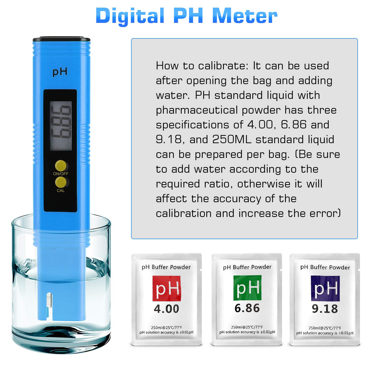 PH Meter for Water Hydroponics Digital PH Tester Pen 0.01 High Accuracy Pocket Size with 0-14 PH Measurement Range for Household Drinking, Pool and Aquarium (Yellow)