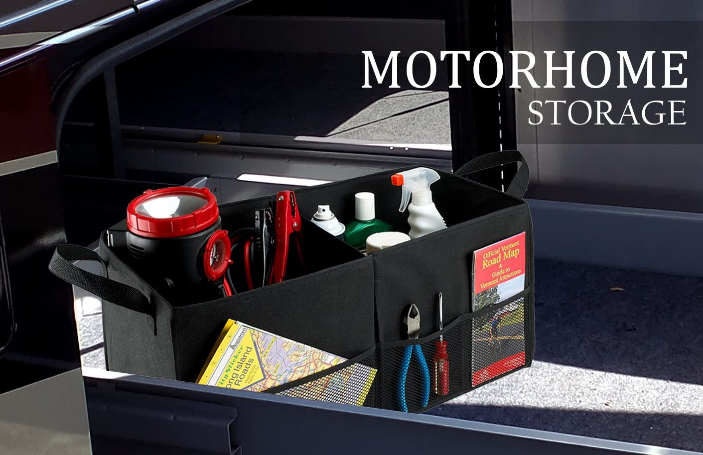 Fold Away Car Trunk Organizer, Black - 22" x 10" x 11"