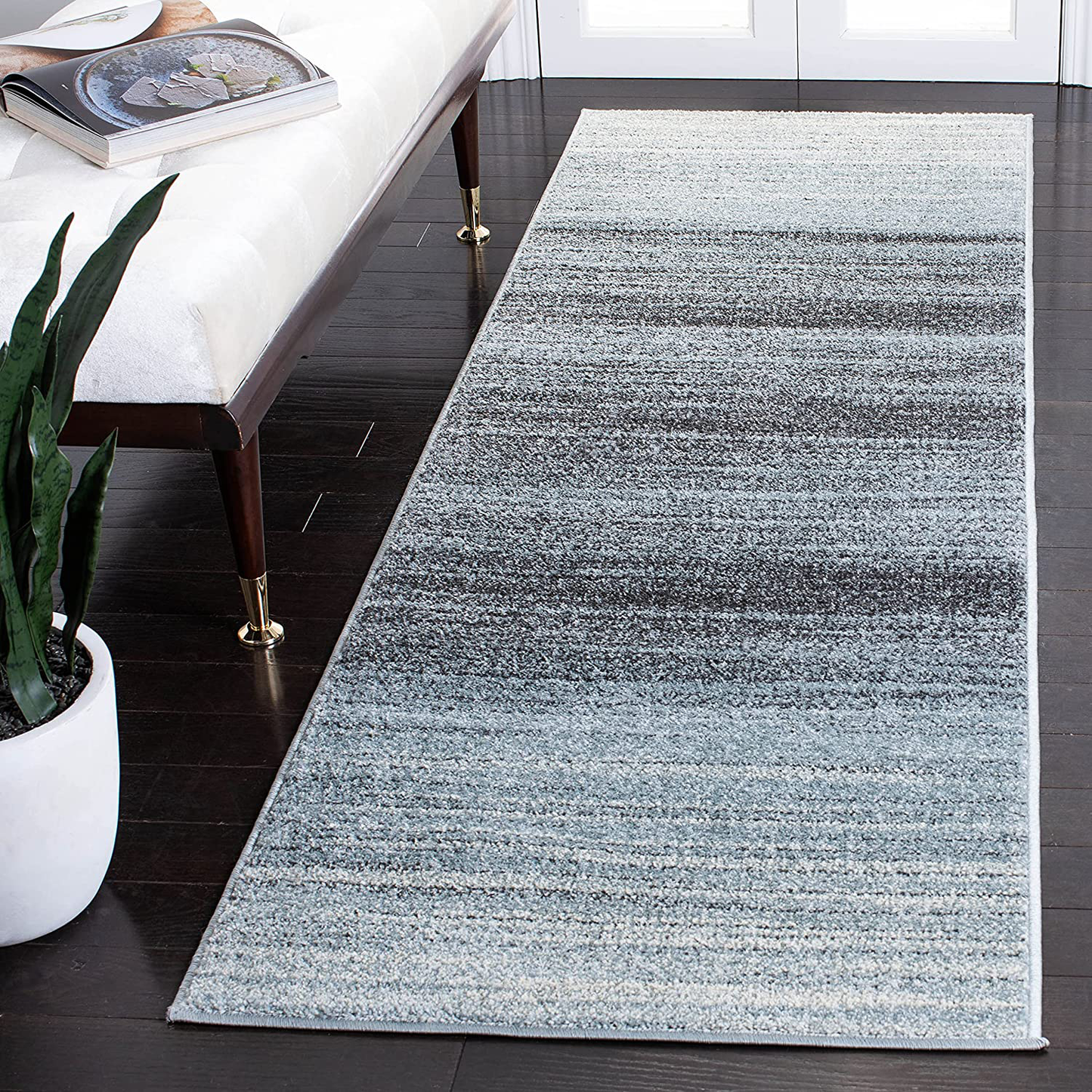 Safavieh Adirondack Collection ADR142G Modern Ombre Runner, 2'6" x 8' , Grey / Light Grey