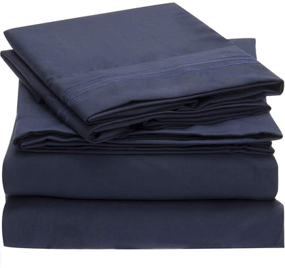 Mellanni Bed Sheet Set - Brushed Microfiber 1800 Bedding - Wrinkle, Fade, Stain Resistant - 3 Piece (Twin, Baby Blue)