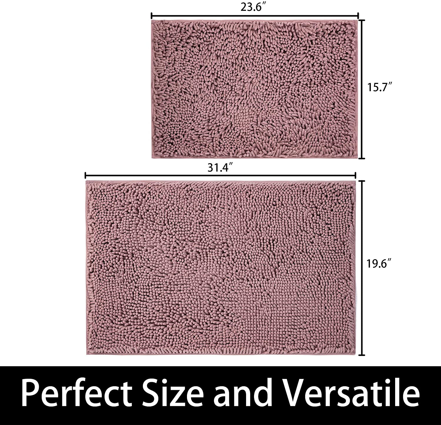 Microfiber Bath Rugs Chenille Bath Mat, Ultra Soft NUFR Bathroom Rugs Quick-Dry, Water Absorbent 