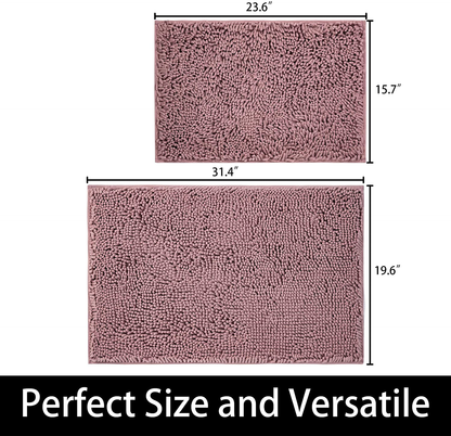 Microfiber Bath Rugs Chenille Bath Mat, Ultra Soft NUFR Bathroom Rugs Quick-Dry, Water Absorbent 