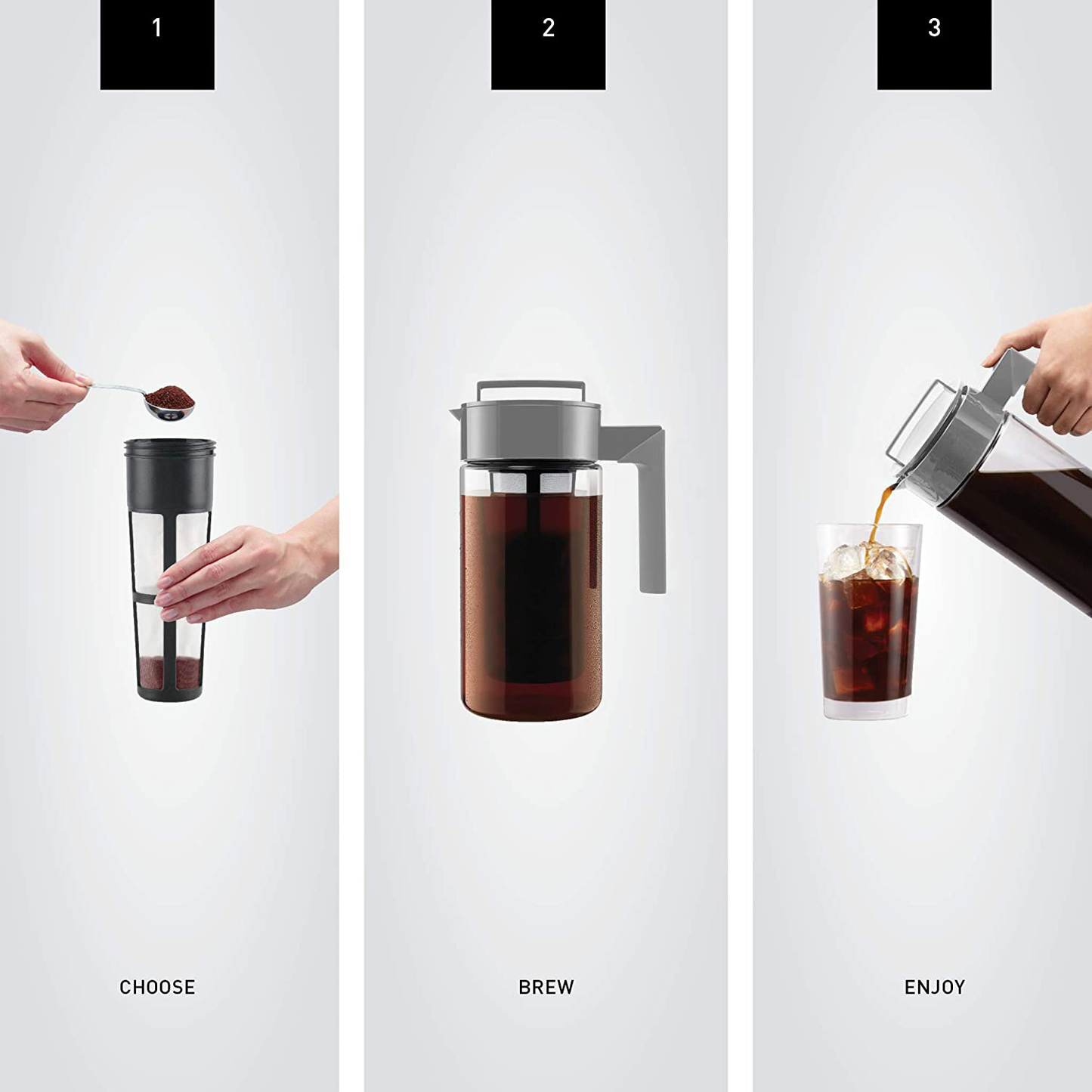 Takeya Patented Deluxe Cold Brew Coffee Maker, Two Quart, Black