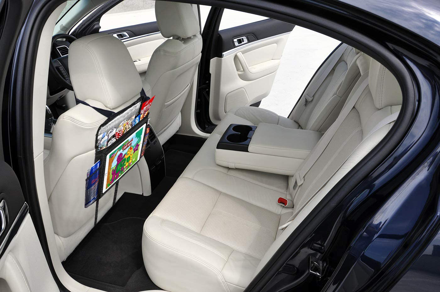 lebogner Insulated Car Seat Back Organizer + iPad and Tablet Holder, Auto Driver Or Passenger Accessories Organizer, Vehicle Front Seat Caddy, Personal Travel Cooler Storage Bag for Adults & Kids