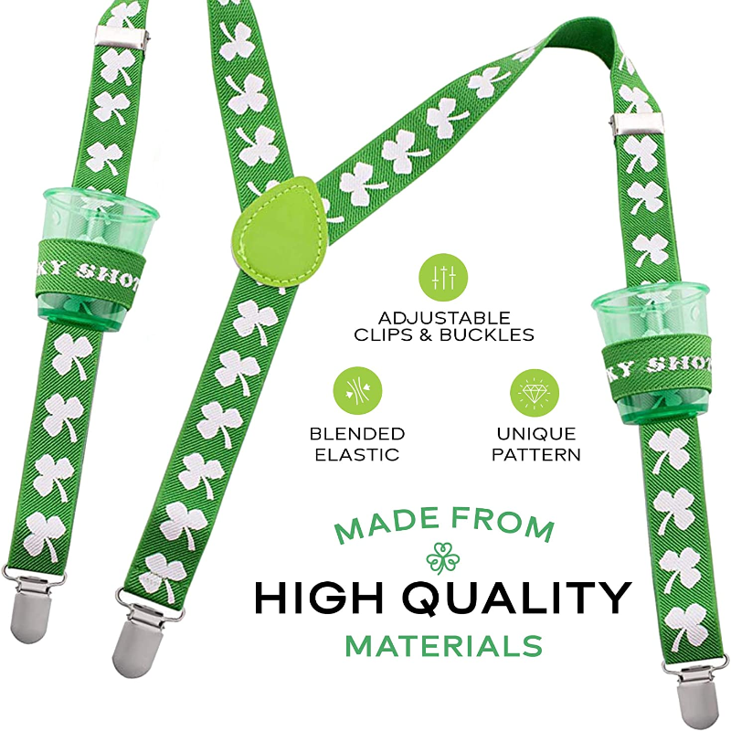 St Patricks Day Suspenders - Men's Suspenders with Clips - Many Colors to Choose From