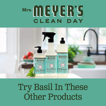 Mrs. Meyer's Clean Day Liquid Hand Soap, Cruelty Free and Biodegradable Hand Wash Formula Made with Essential Oils, Basil Scent, 12.5 oz - Pack of 3