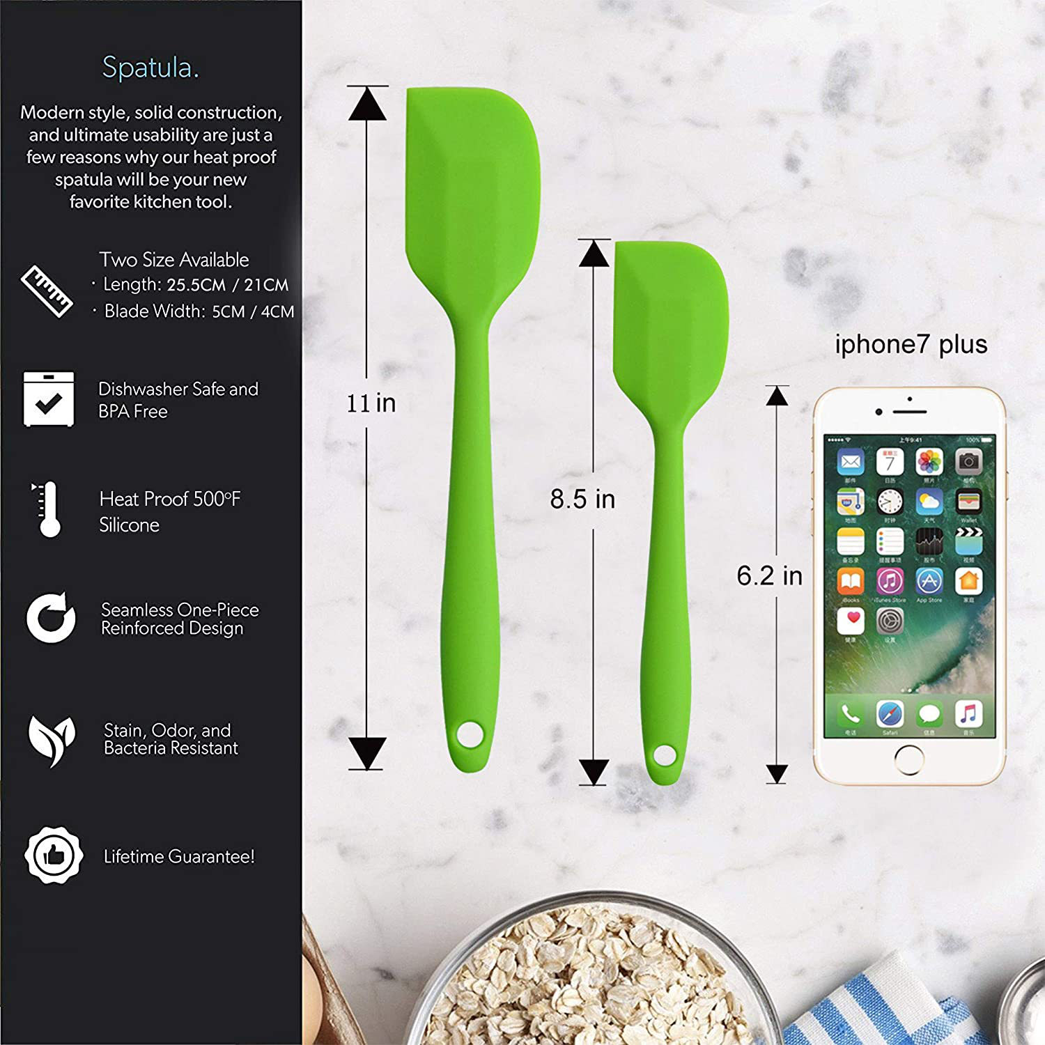Silicone Spatulas, 11 inch Rubber Spatula Heat Resistant Non-Stick Flexible Scrapers Baking Mixing Tool (4 Piece)