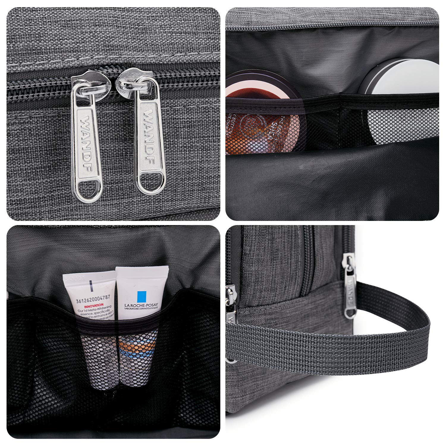 Toiletry Bag Small Nylon Dopp Kit Lightweight Shaving Bag for Men and Women (Denim Grey)
