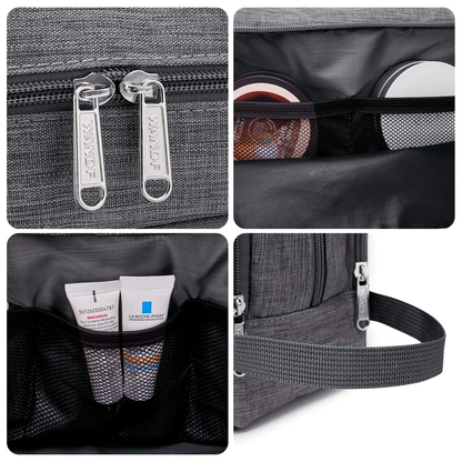 Toiletry Bag Small Nylon Dopp Kit Lightweight Shaving Bag for Men and Women (Denim Grey)