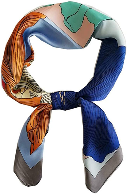 FONYVE Silk Feeling Scarf Medium Square Satin Head Scarf for Women 27.5 × 27.5 inches