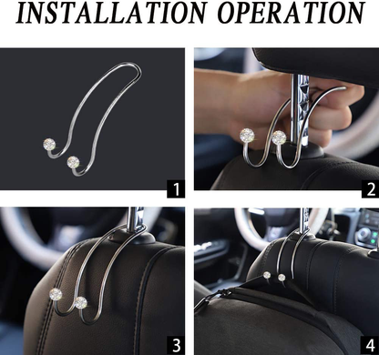 SAVORI Auto Hooks Bling Car Hangers Organizer Seat Headrest Hooks Strong and Durable Backseat Hanger Storage Universal for SUV Truck Vehicle 2 Pack (White)