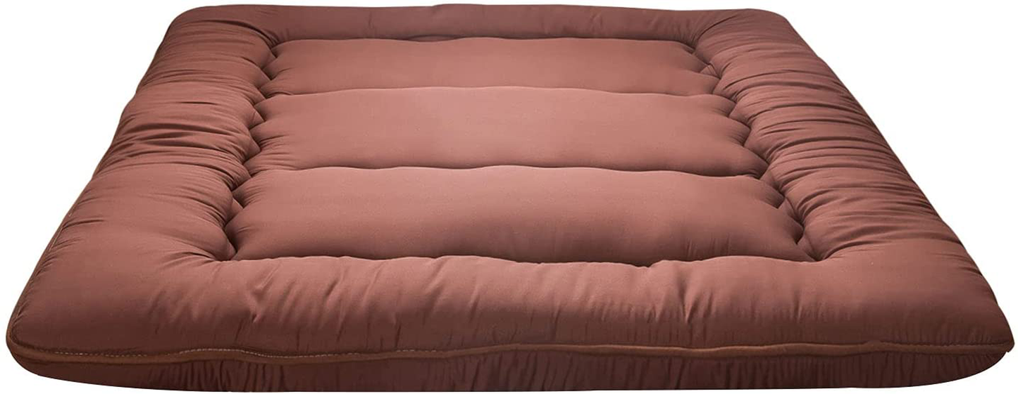 Japanese Floor Mattress Futon Mattress, Thicken Tatami Mat Sleeping Pad Foldable Roll Up Mattress Boys Girls Dormitory Mattress Pad Kids Floor Lounger Bed Couches and Sofas, Coffee, Twin Size