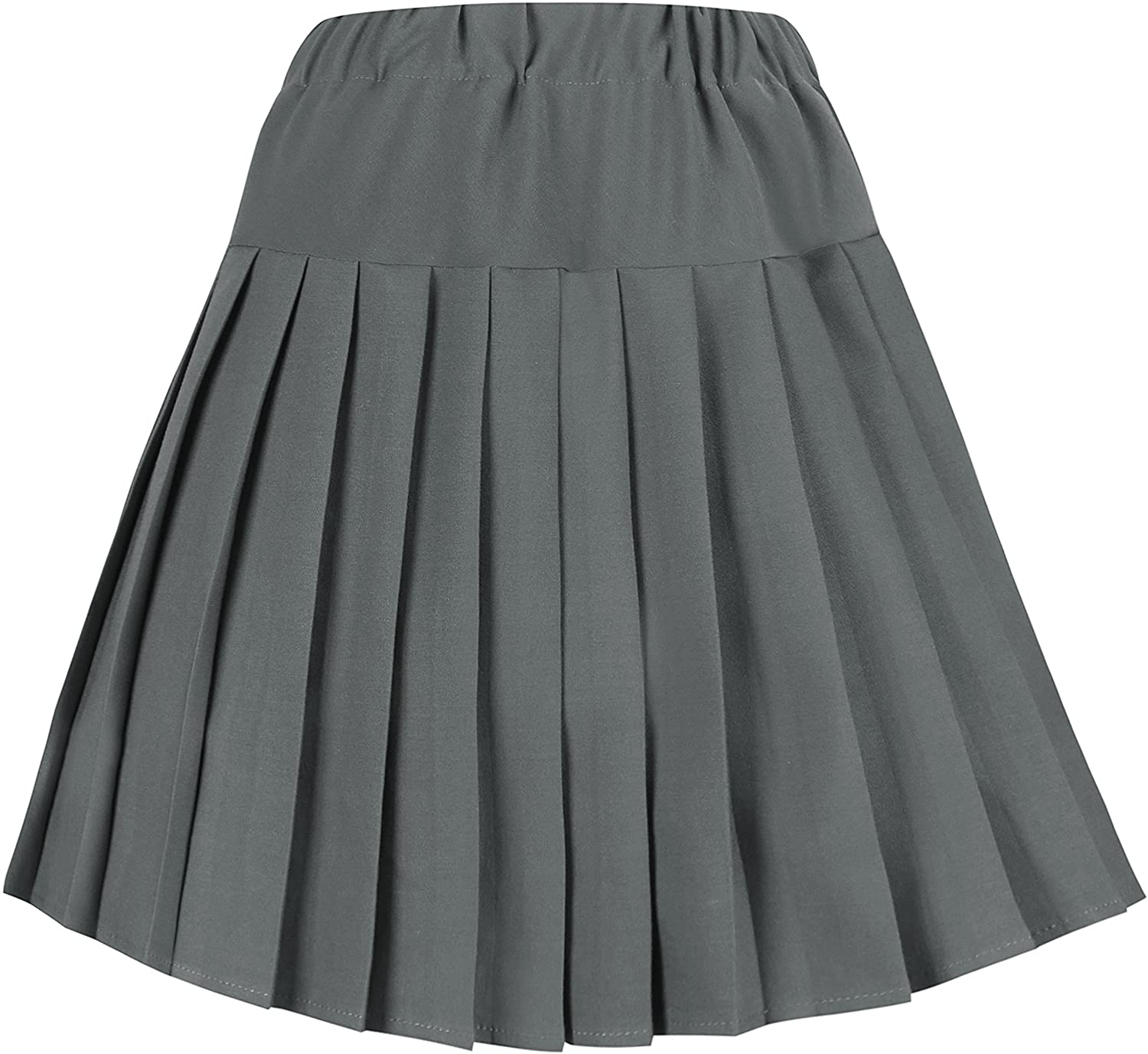 Women's Elastic Waist Plaid Pleated Skirt Tartan Skater School Uniform Mini Skirts
