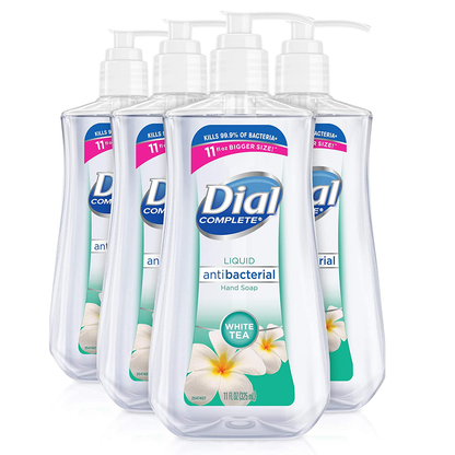 Dial Antibacterial Liquid Hand Soap, White Tea, 11 Ounce (Pack of 4), 4 Count