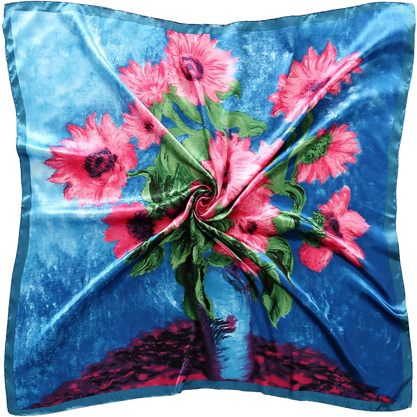 35" Square Silk Like Head Scarf - Women's Fashion Silk Feeling Scarf