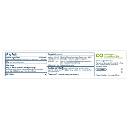 Tom's of Maine Whole Care Natural Toothpaste with Fluoride, Spearmint, 4 oz. 3-Pack
