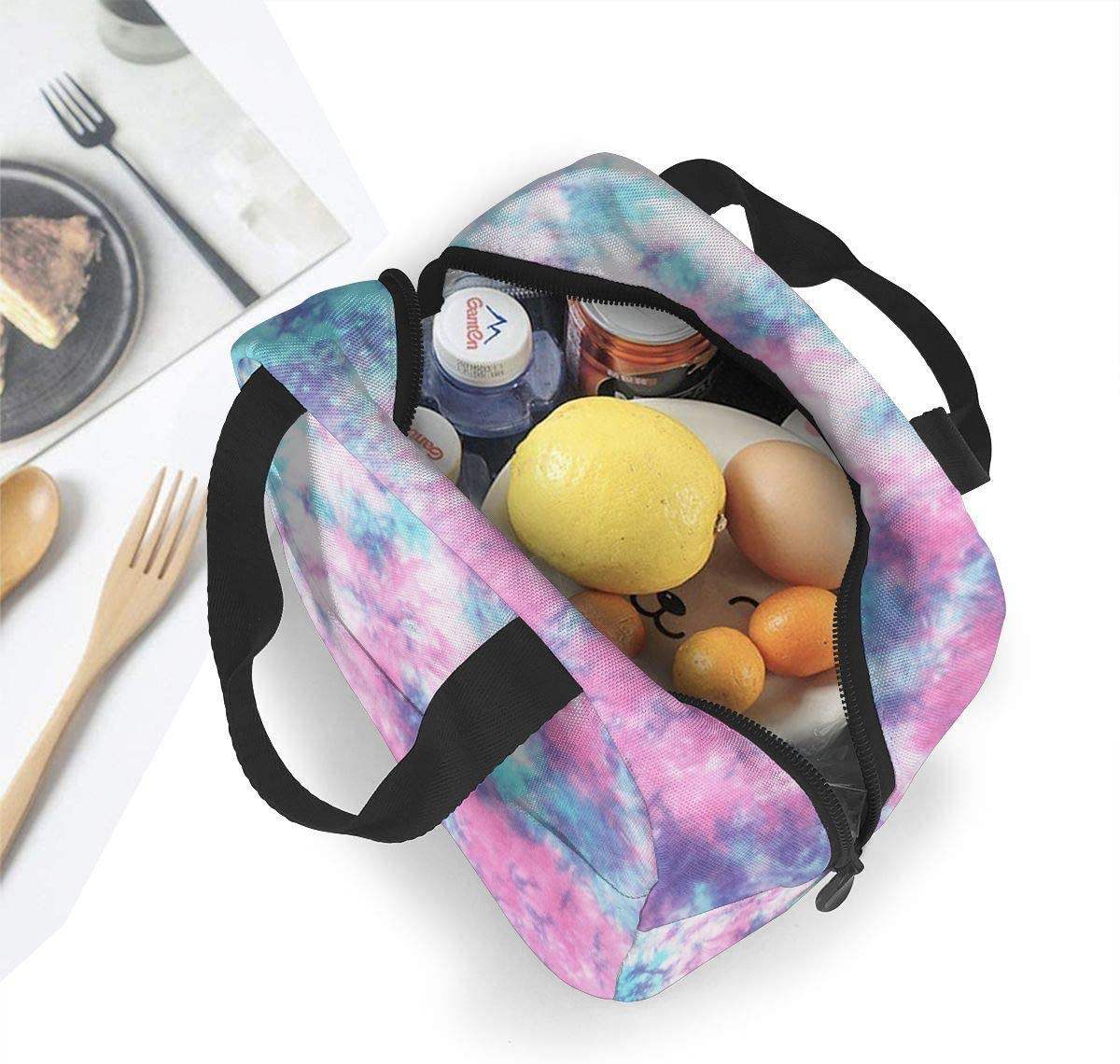 PrelerDIY Abstract Liquid Lunch Box - Insulated Lunch Bags for Women/Men Watercolor Design Reusable Lunch Tote Bags, Perfect for Office/Camping/Hiking/Picnic/Beach/Travel