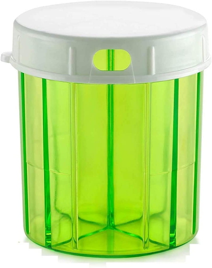 Pill Organizer Dispenser with 4 Compartments, Holder for Medication, Vitamins & Supplements Round Bottle Daily Pill Case Reminder Box