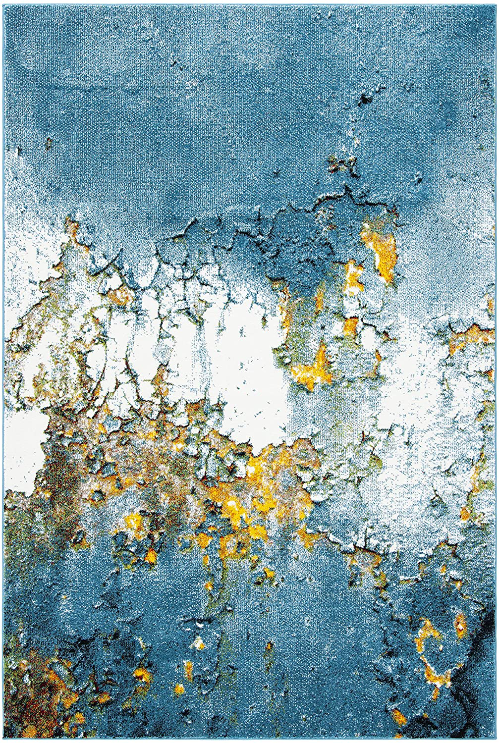 Safavieh Glacier Collection GLA125M Modern Abstract Non-Shedding Stain Resistant Living Room Bedroom Accent Rug, 2'3" x 4', Blue / Gold