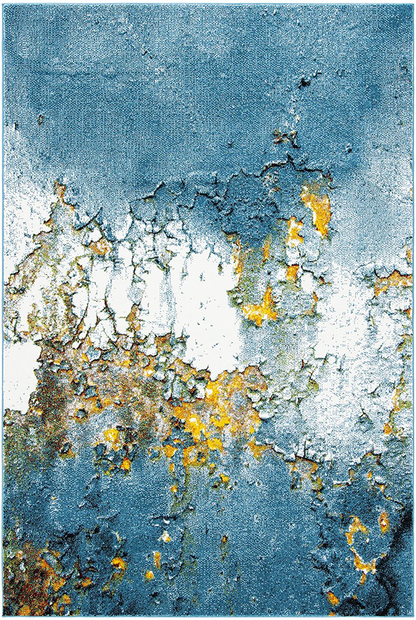 Safavieh Glacier Collection GLA125M Modern Abstract Non-Shedding Stain Resistant Living Room Bedroom Accent Rug, 2'3" x 4', Blue / Gold