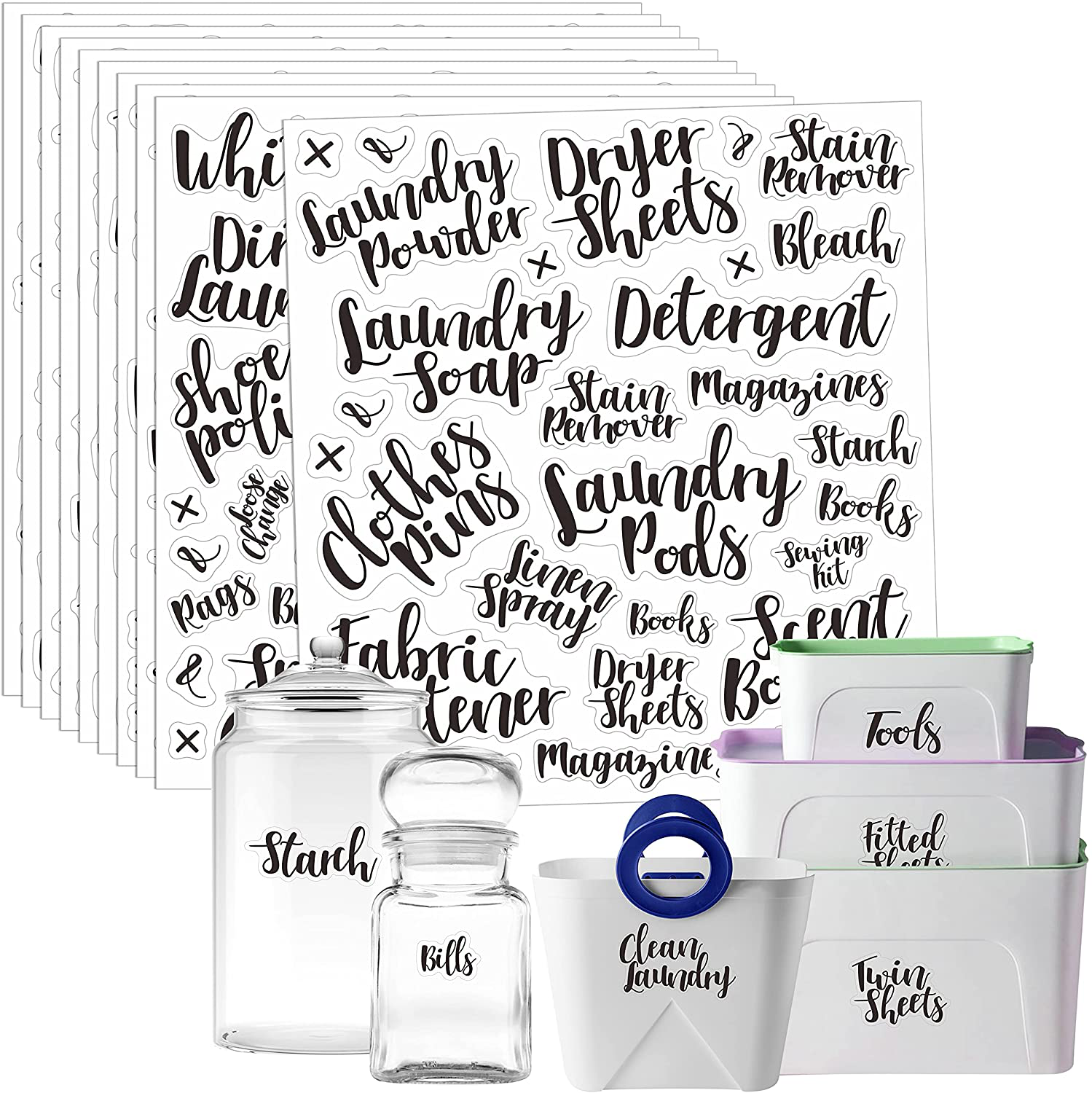 318 PCS Laundry Room & Linen Closet Organization Labels，No Stain Removal, Water/Oil Resistant Stickers for Laundry Room, Linen Closet, Home Office, Bathroom and The Beauty Organization.