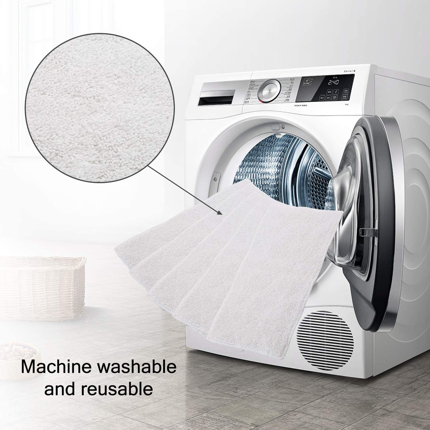 isinlive 8 Pack Cleaning Mop Pads Replacement Compatible with Light n Easy Steam Mop Pads S3101 S7326 S3601 7688ANB 7688ANW 7618ANB 7618ANW Floor Steam Cleaner and S6 S15 S1 S4 S5 S12