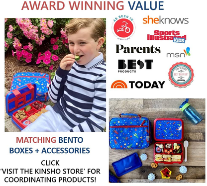 Lunch Box for Boys Kids, Insulated Bag for Boy Daycare Pre-School Kindergarten, Container Boxes for Small Kid Snacks Lunches, BPA Free (Blue Space Rockets)