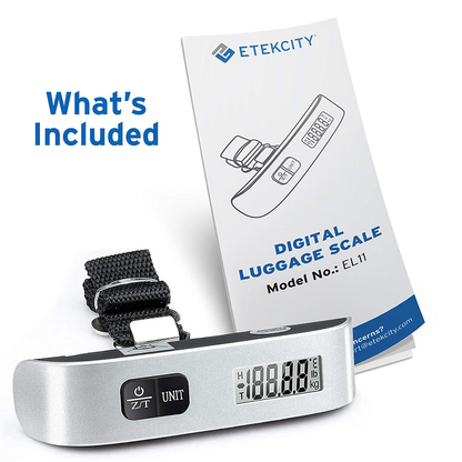 Etekcity Luggage Scale, Digital Portable Handheld Suitcase Weight for Travel with Rubber Paint, Temperature Sensor, 110 Pounds, Battery Included