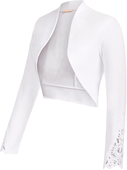 Belle Poque Women's Vintage Cropped Shrug Open Front Long Sleeve Ruffled Bolero Cardigan…