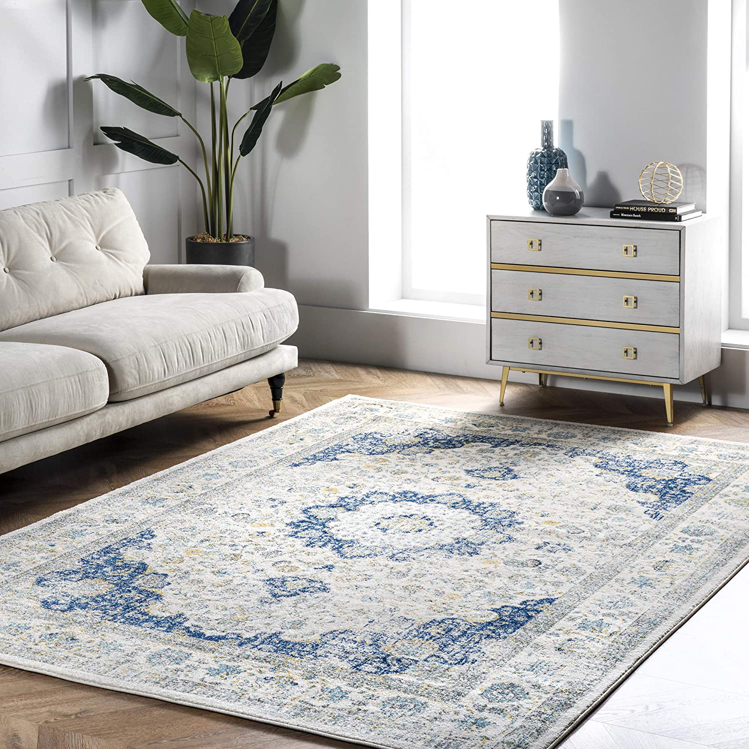 nuLOOM Paisley Vintage Persian Runner Rug, 2' 6" x 10', Blue