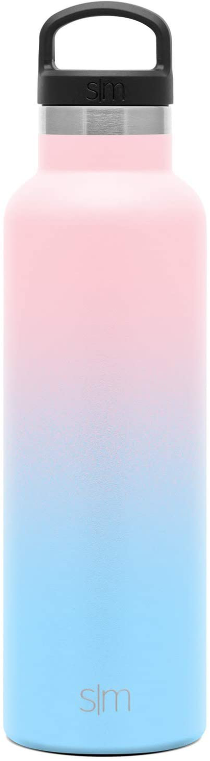 Simple Modern Insulated Water Bottle with Handle Lid Reusable Ascent Narrow Mouth Stainless Steel Thermos Flask, 20oz Handle Lid, Ombre: Sweet Taffy