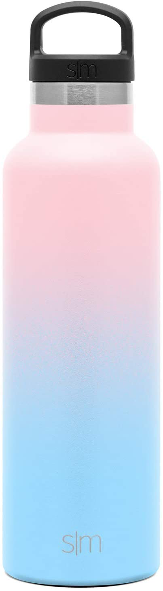 Simple Modern Insulated Water Bottle with Handle Lid Reusable Ascent Narrow Mouth Stainless Steel Thermos Flask, 20oz Handle Lid, Ombre: Sweet Taffy