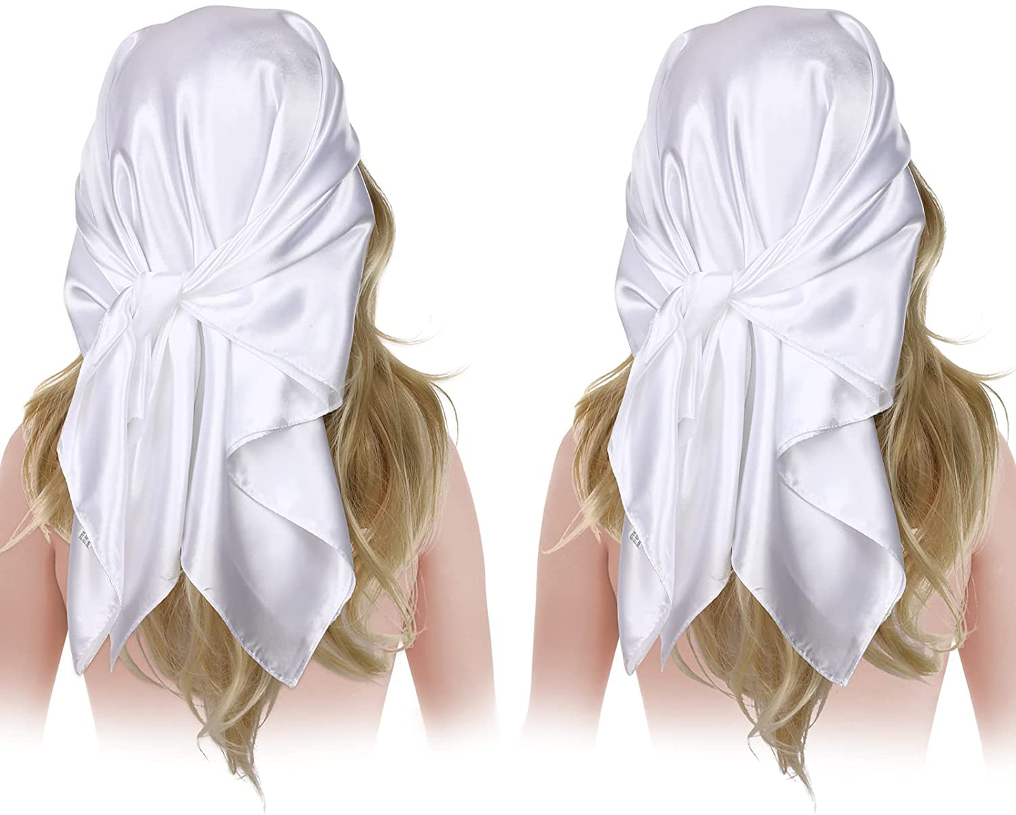 2 Pieces 35 Inch Silk Head Scarf Sleeping Hair Wrapping Night Satin Scarf