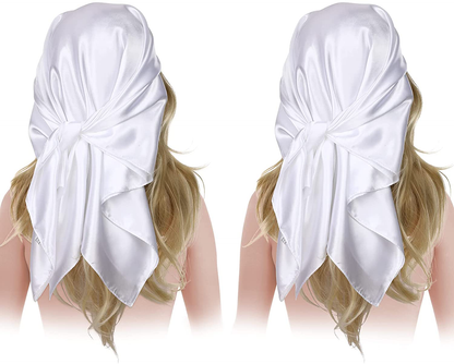2 Pieces 35 Inch Silk Head Scarf Sleeping Hair Wrapping Night Satin Scarf