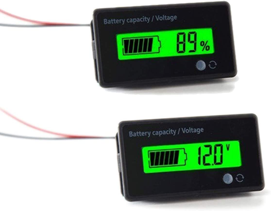 12V 24V 36V 48V Battery Meter, Battery Capacity Voltage Indicator, Lead-Acid & Lithium ion Battery Charge Discharge Monitor, for Motorcycle Car Truck Vehicle Marine Boat Golf Cart Club Car Forklift