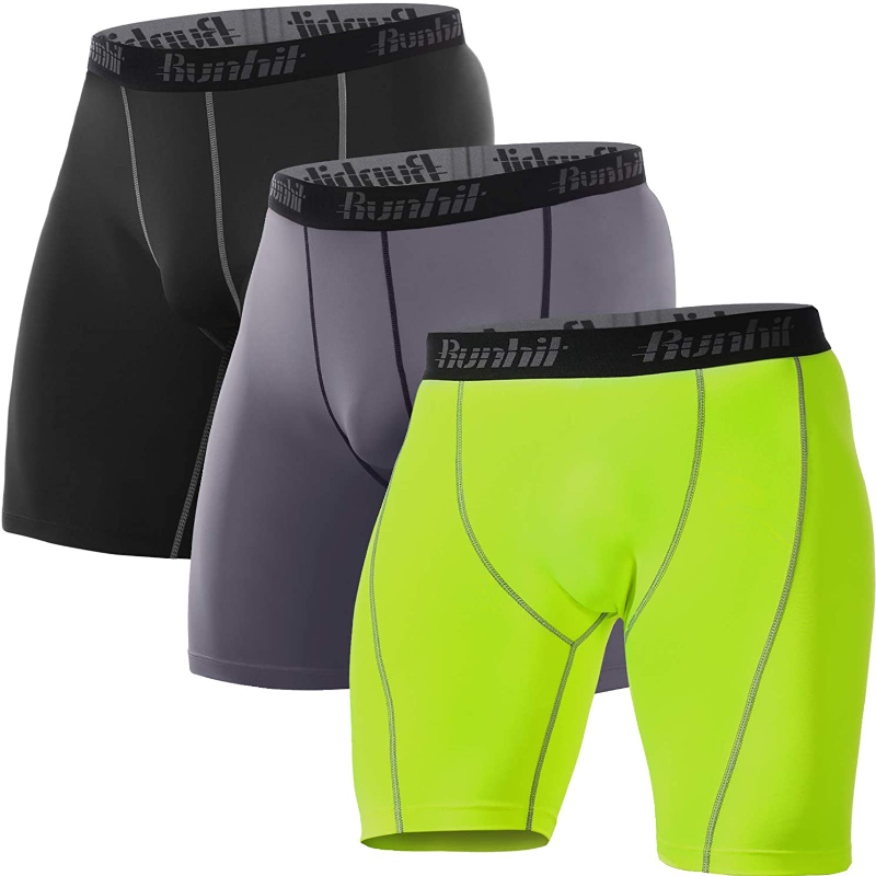 3 Pack Men's Spandex Compression Athletic Shorts With Side Pocket
