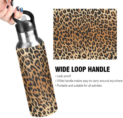 Qilmy Sport Water Bottle with Straw Lid Vacuum Insulated Stainless Steel Thermo Flask Water Bottle 20 oz