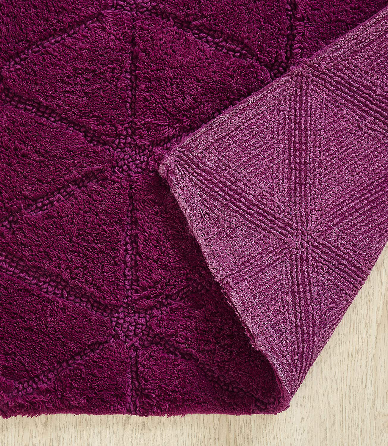 Luxury Diamond Chenille Bath Rug, Non-Slip, Absorbent Plush Bath Mat for Tub, Shower and Bathroom
