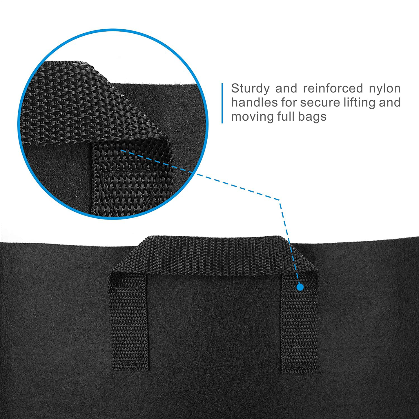 5 Pack Grow Bags Heavy Duty Thickened Non-Woven Aeration Fabric Pots with Strap Handles